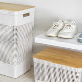 Cesto de roupas Ou 49L com tampa de bambu Linha Grid