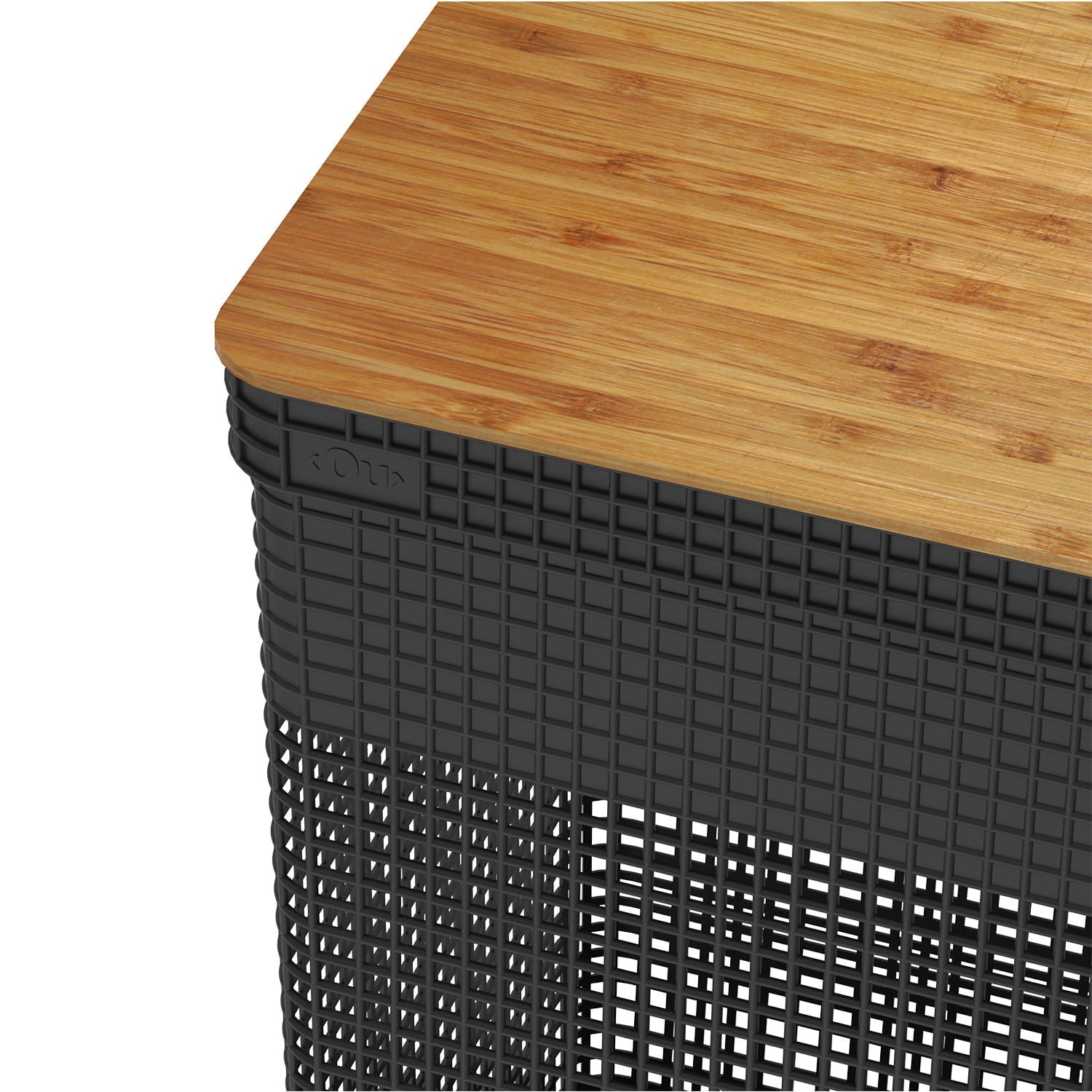 Cesto de roupas Ou 49L com tampa de bambu Linha Grid