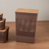 Cesto de roupas Ou 49L com tampa de bambu Linha Grid