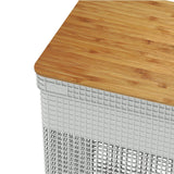 Cesto de roupas Ou 49L com tampa de bambu Linha Grid