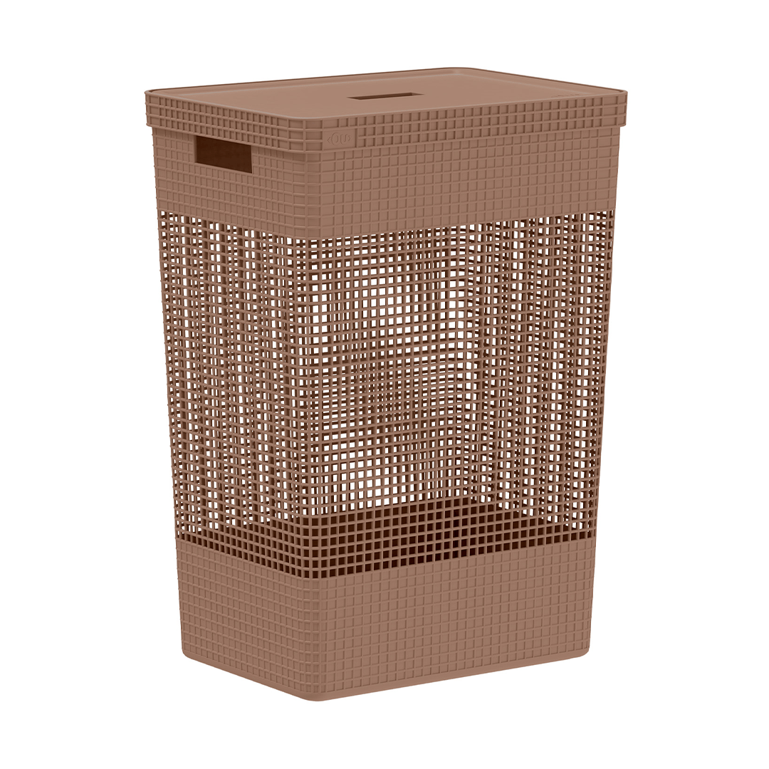 Cesto de roupas Ou 49L com tampa Linha Grid