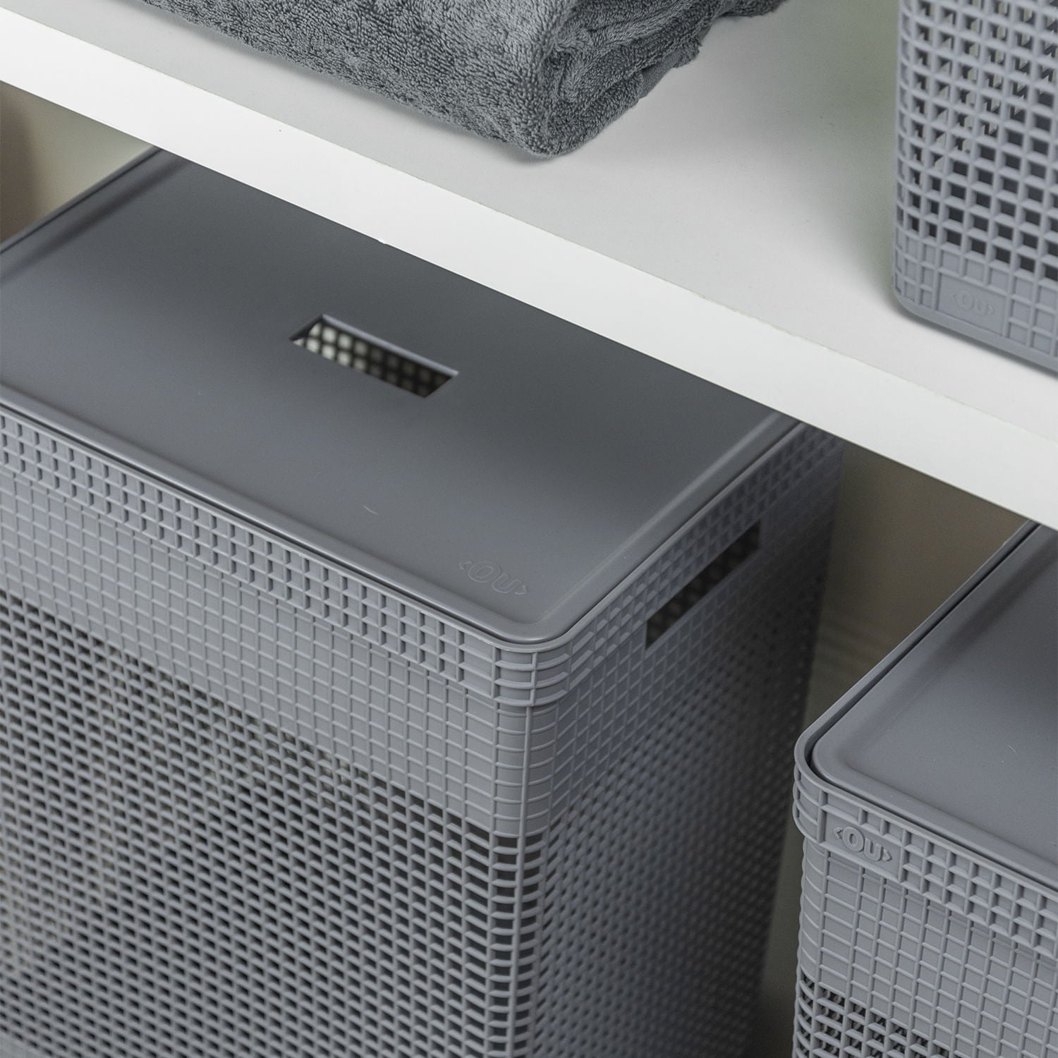 Cesto de roupas Ou 49L com tampa Linha Grid