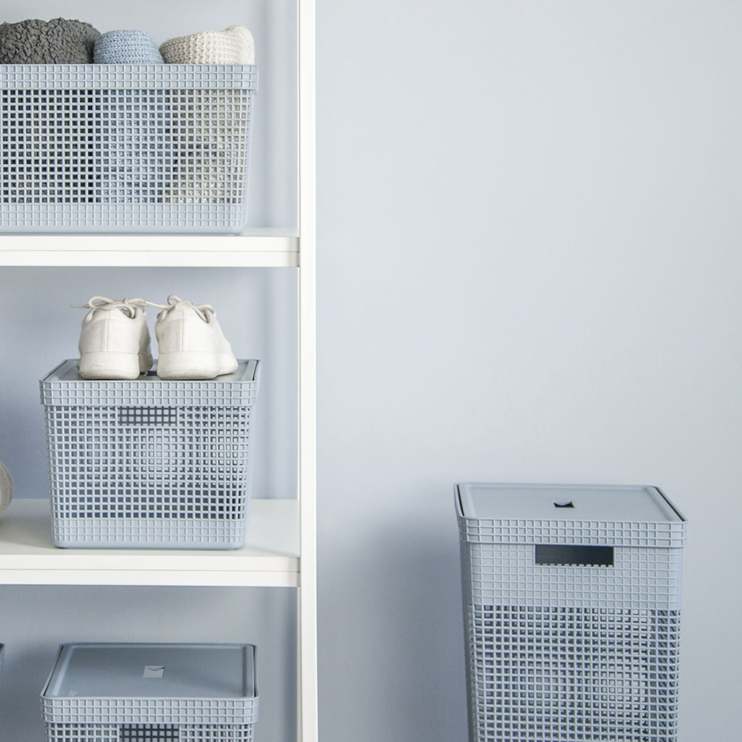 Cesto de roupas Ou 49L com tampa Linha Grid