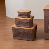 Cesto organizador Ou 20L com tampa de bambu Linha Grid