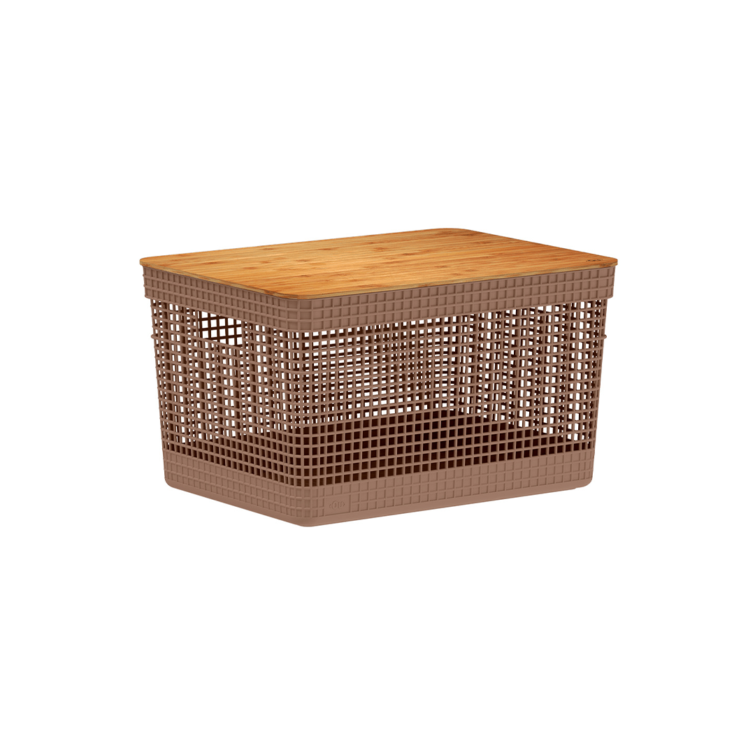 Cesto organizador Ou 20L com tampa de bambu Linha Grid