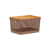 Cesto organizador Ou 20L com tampa de bambu Linha Grid