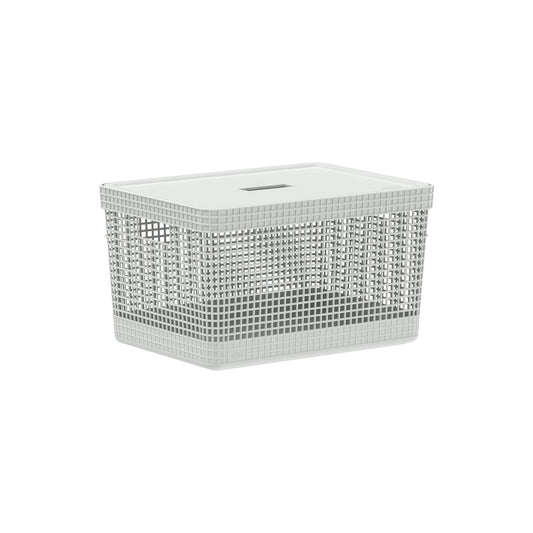 Cesto organizador Ou 20L com tampa Linha Grid