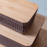 Cesto organizador Ou 2,5L com tampa de bambu Linha Grid