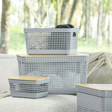 Cesto organizador Ou 2,5L com tampa de bambu Linha Grid