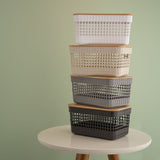 Cesto organizador Ou 2,5L com tampa de bambu Linha Grid