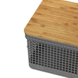 Cesto organizador Ou 8L com tampa de bambu Linha Grid