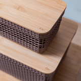 Cesto organizador Ou 8L com tampa de bambu Linha Grid