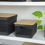 Cesto organizador Ou 8L com tampa de bambu Linha Grid