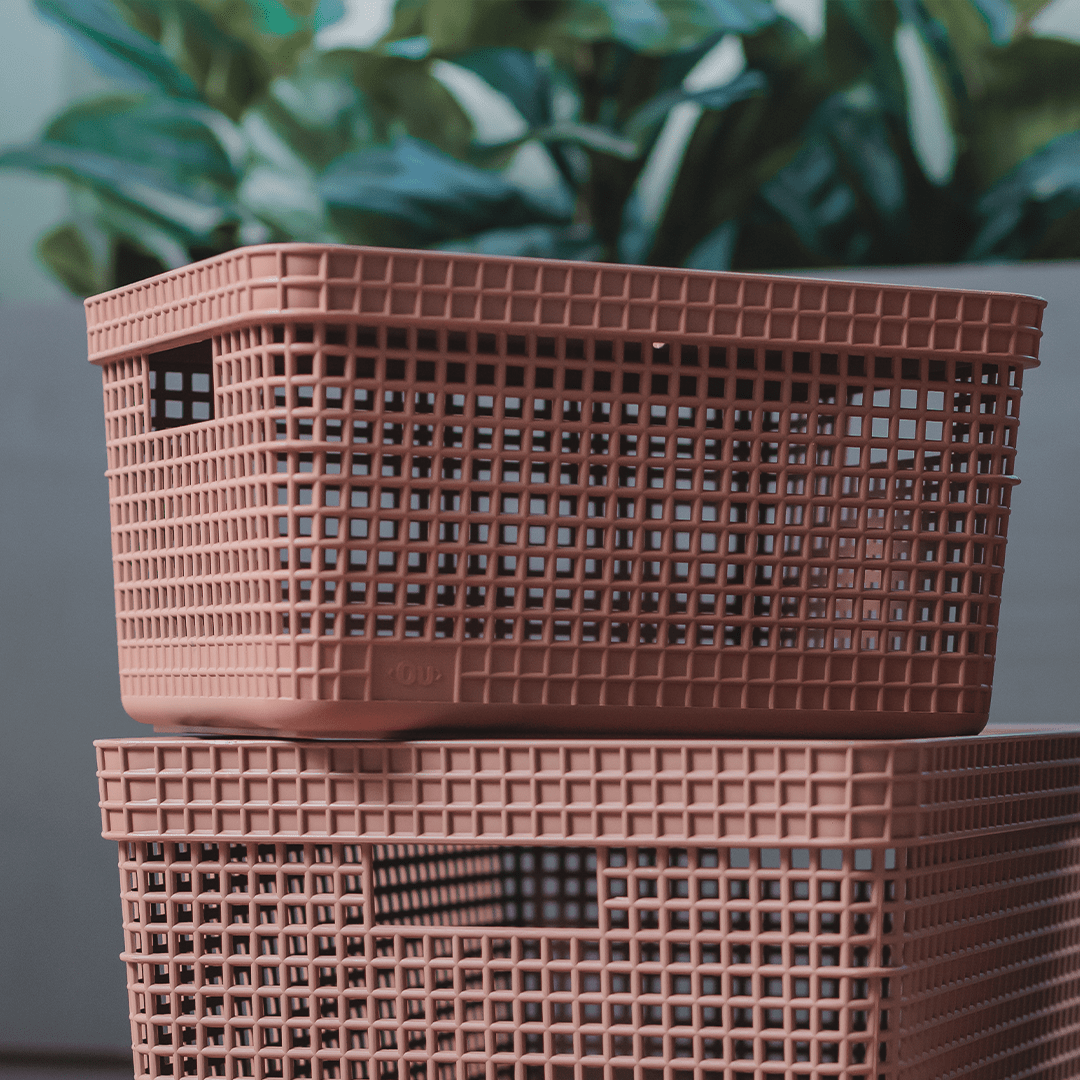 Cesto organizador Ou 8L com tampa Linha Grid