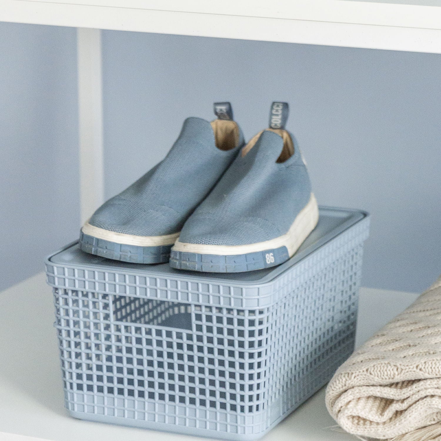 Cesto organizador Ou 8L com tampa Linha Grid