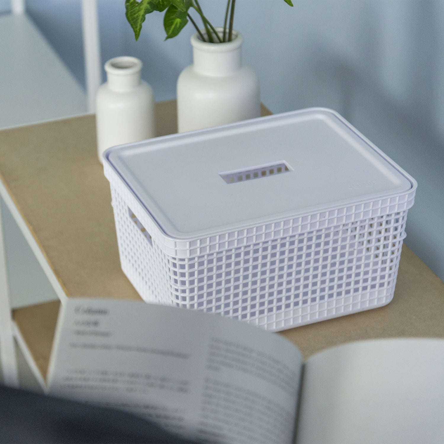 Cesto organizador Ou 8L com tampa Linha Grid