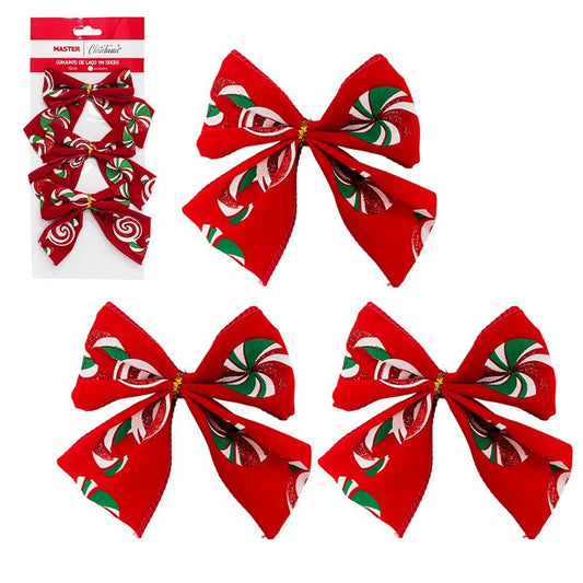 Conjunto De Laço Vermelho Doces 3 Unidades 10cm U / UNICA