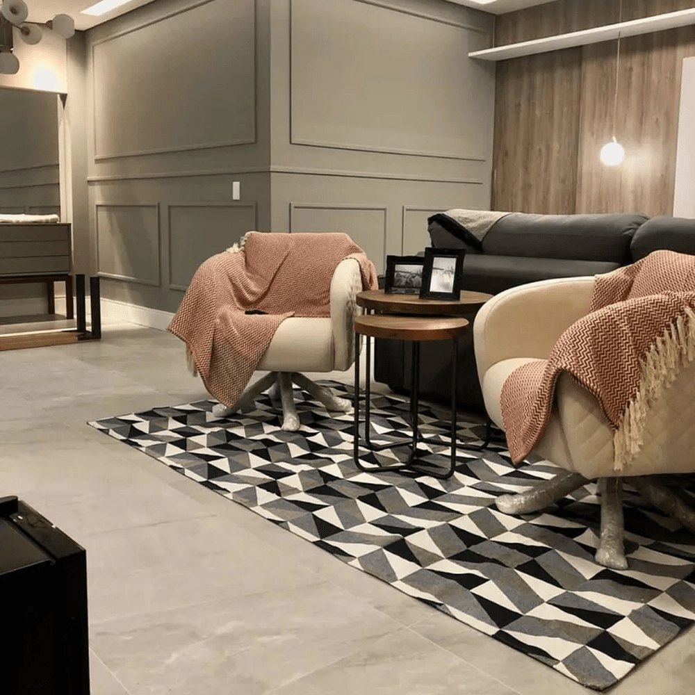 Tapete Eros AntiDerrapante - Preto/Cinza