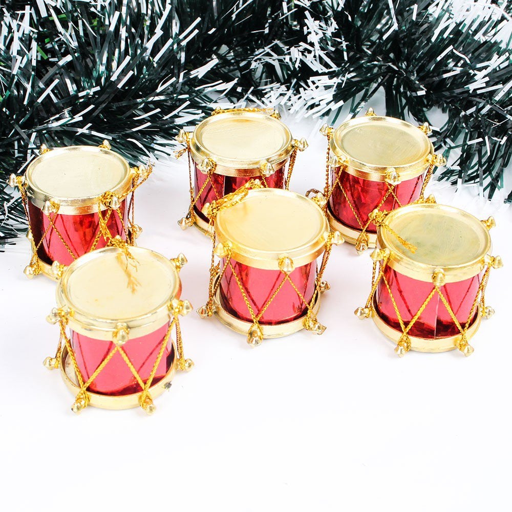 Enfeite Tambor De Natal Pendente 6 Peças Cintilante 3 Cm U / VARIADA