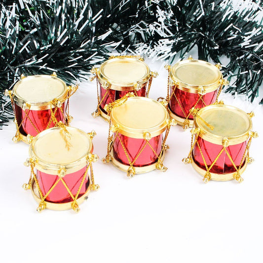 Enfeite Tambor De Natal Pendente 6 Peças Cintilante 3 Cm U / VARIADA
