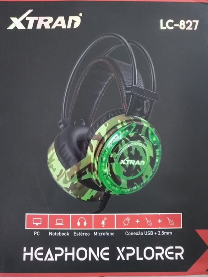 Fone de Ouvido Headphone Headset Gamer com Led (USB + 2 P2) LC-827 - Xtrad