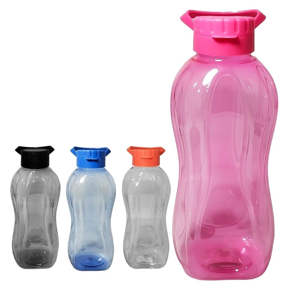 Garrafa Squeeze Retangular Translúcida 1,5L Alça Colorida U / VARIADA