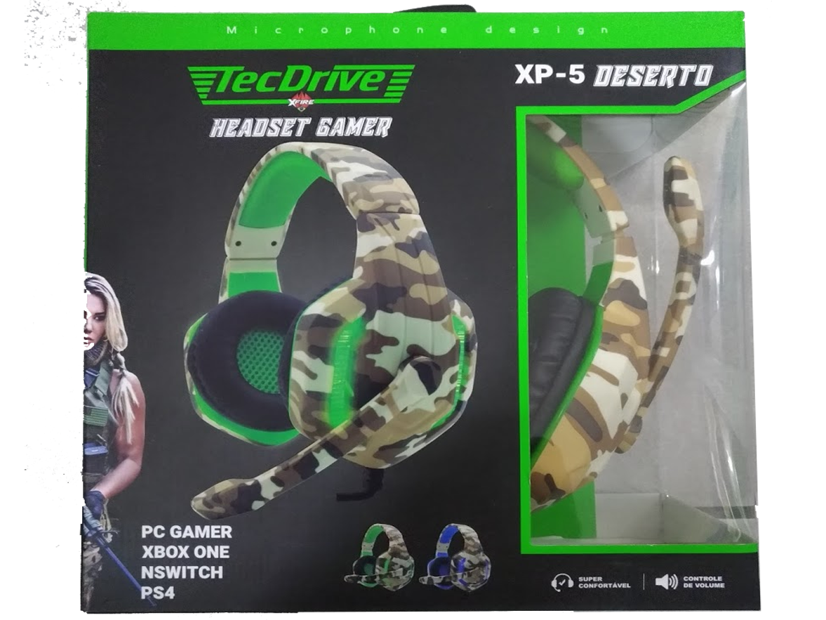 Fone de Ouvido Melhor Headset Gamer P2 para PC, PS4, Xbox One com LED TecDrive XP-5