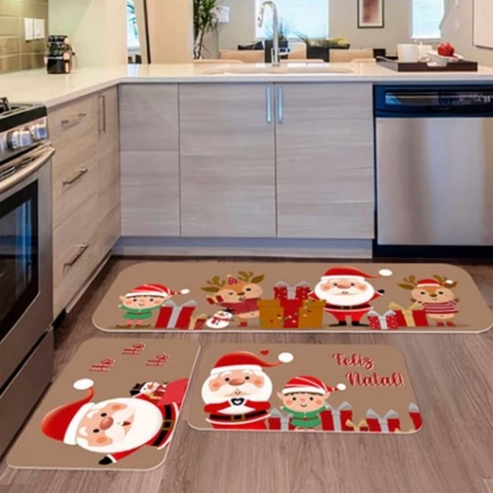 Kit Natal 4 Capas de Almofada + Kit 3 Tapetes + 1 Trilho de Mesa - Ho Ho Ho