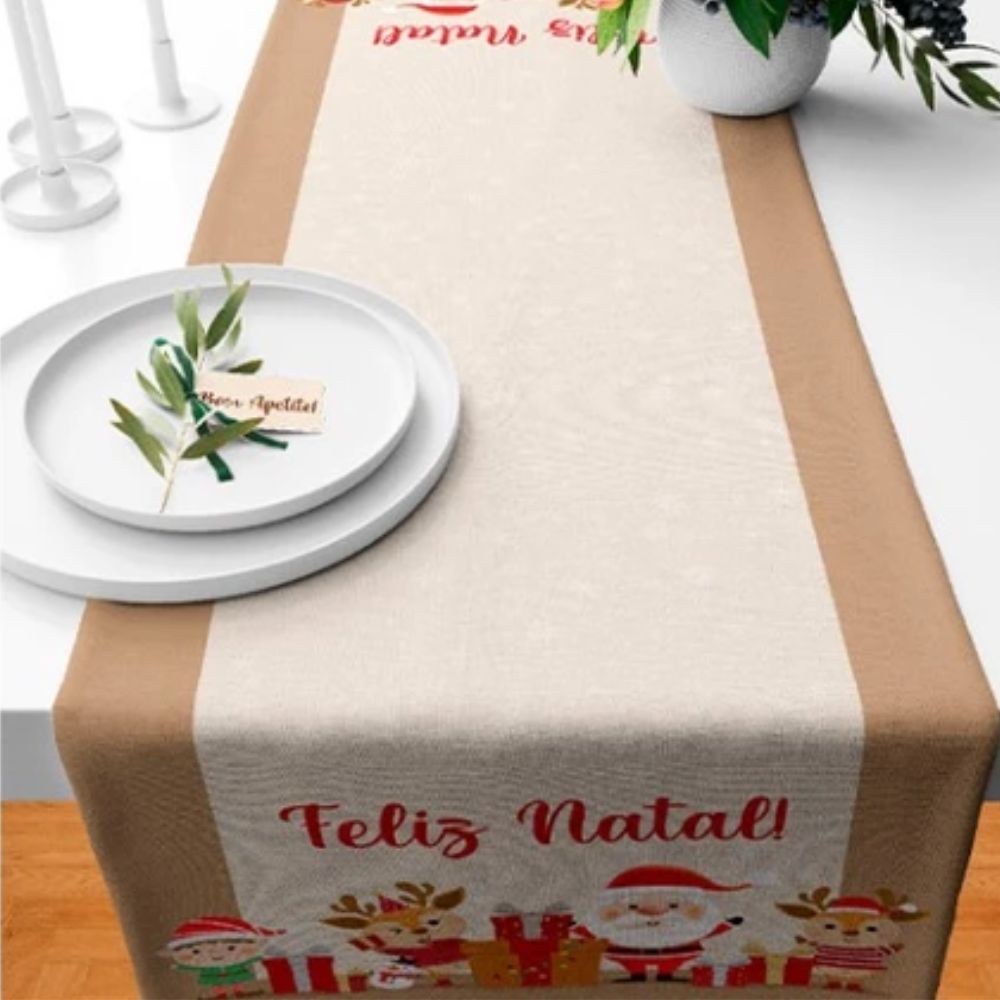 Kit Natal 4 Capas de Almofada + Kit 3 Tapetes + 1 Trilho de Mesa - Ho Ho Ho