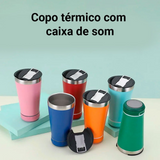 Copo Térmico Inox 470ml Com Caixa De Som Bluetooth C/ Luz U / CORES VARIADAS