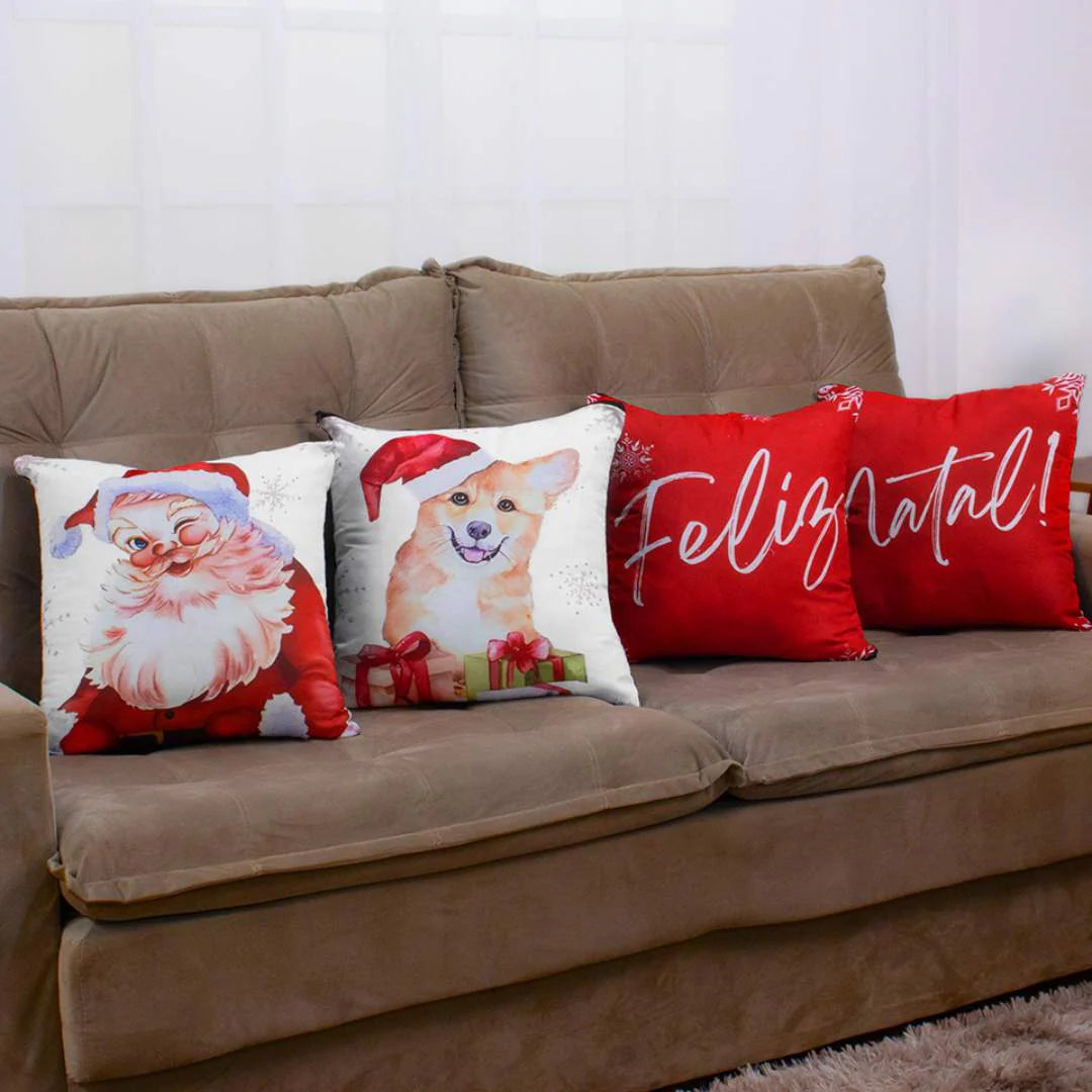 Capas de Almofadas Natal - Boas Festas - Kit 4