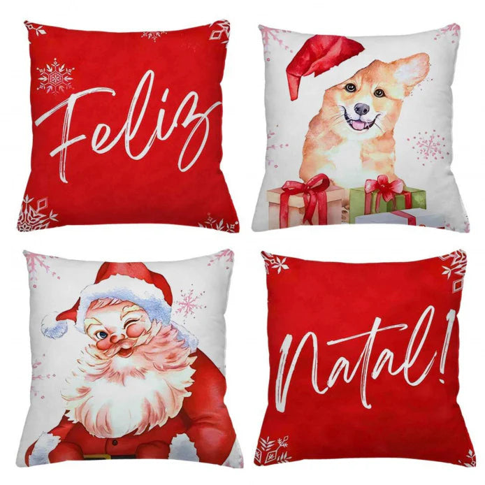 Capas de Almofadas Natal - Boas Festas - Kit 4