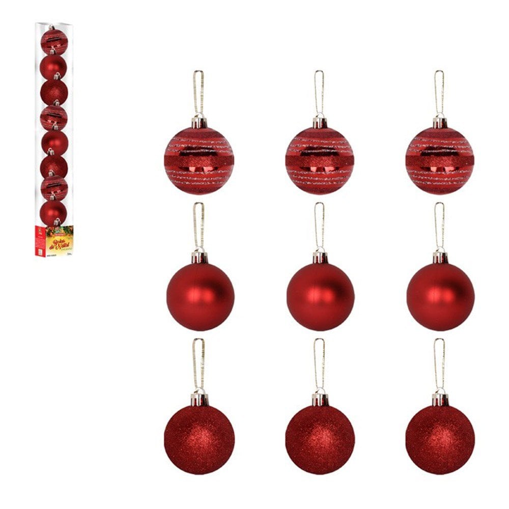 Kit Bola De Natal Encanto Vermelho 5cm Com 9 Unidades U / UNICA