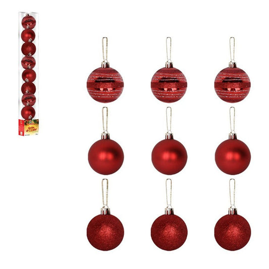Kit Bola De Natal Encanto Vermelho 5cm Com 9 Unidades U / UNICA