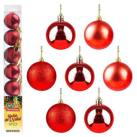 Kit Bola De Natal Lisa Vermelha 3cm Com 7 Unidades U / UNICA