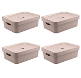 Kit de Caixa Organizadora com Tampa Ou 4 Peças 10,5L Linha Cube