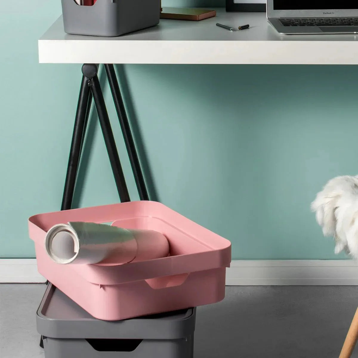 Kit de Caixa Organizadora com Tampa Ou 4 Peças 10,5L Linha Cube