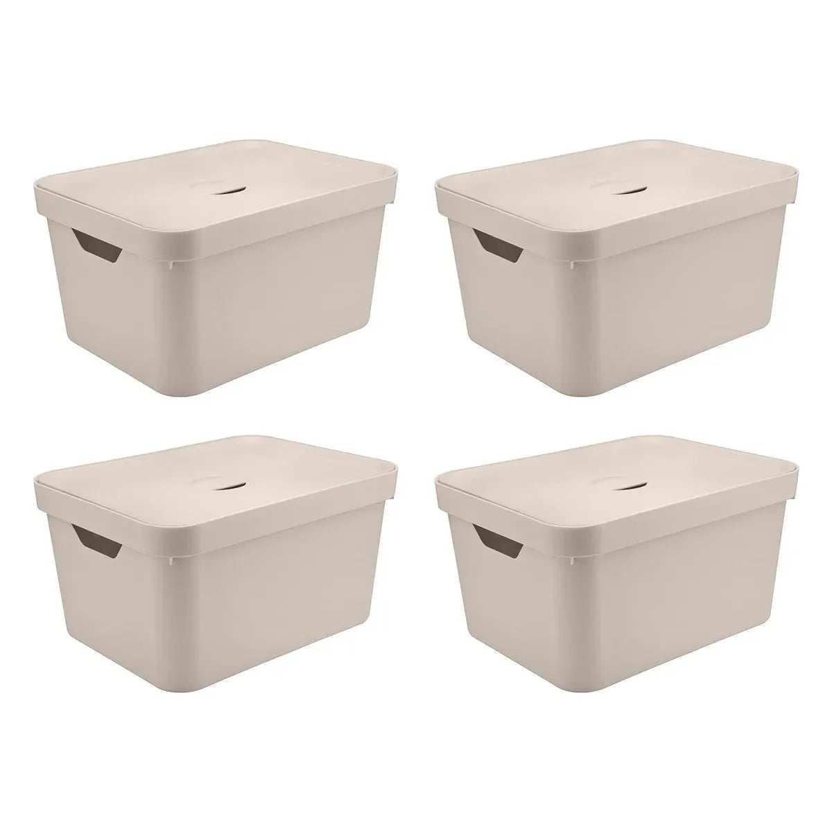 Kit de Caixa Organizadora com Tampa Ou 4 Peças 32L Linha Cube