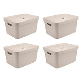Kit de Caixa Organizadora com Tampa Ou 4 Peças 32L Linha Cube