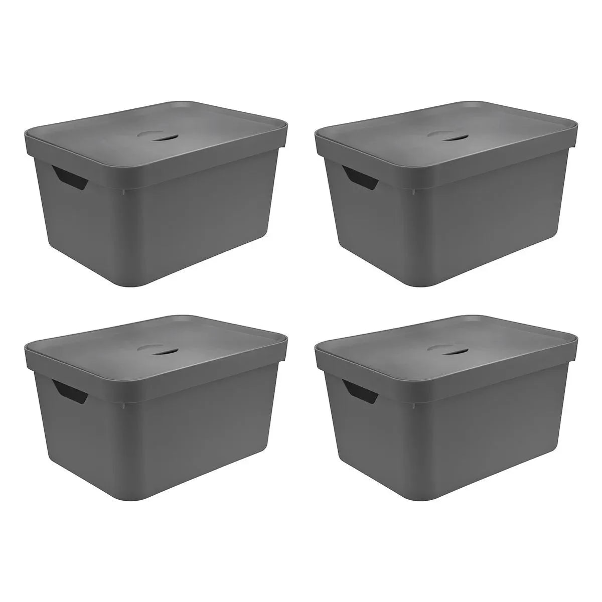 Kit de Caixa Organizadora com Tampa Ou 4 Peças 32L Linha Cube