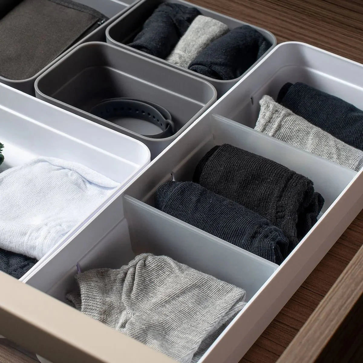 Kit de organizador de gavetas com 2 divisórias Ou 3 peças Linha Logic