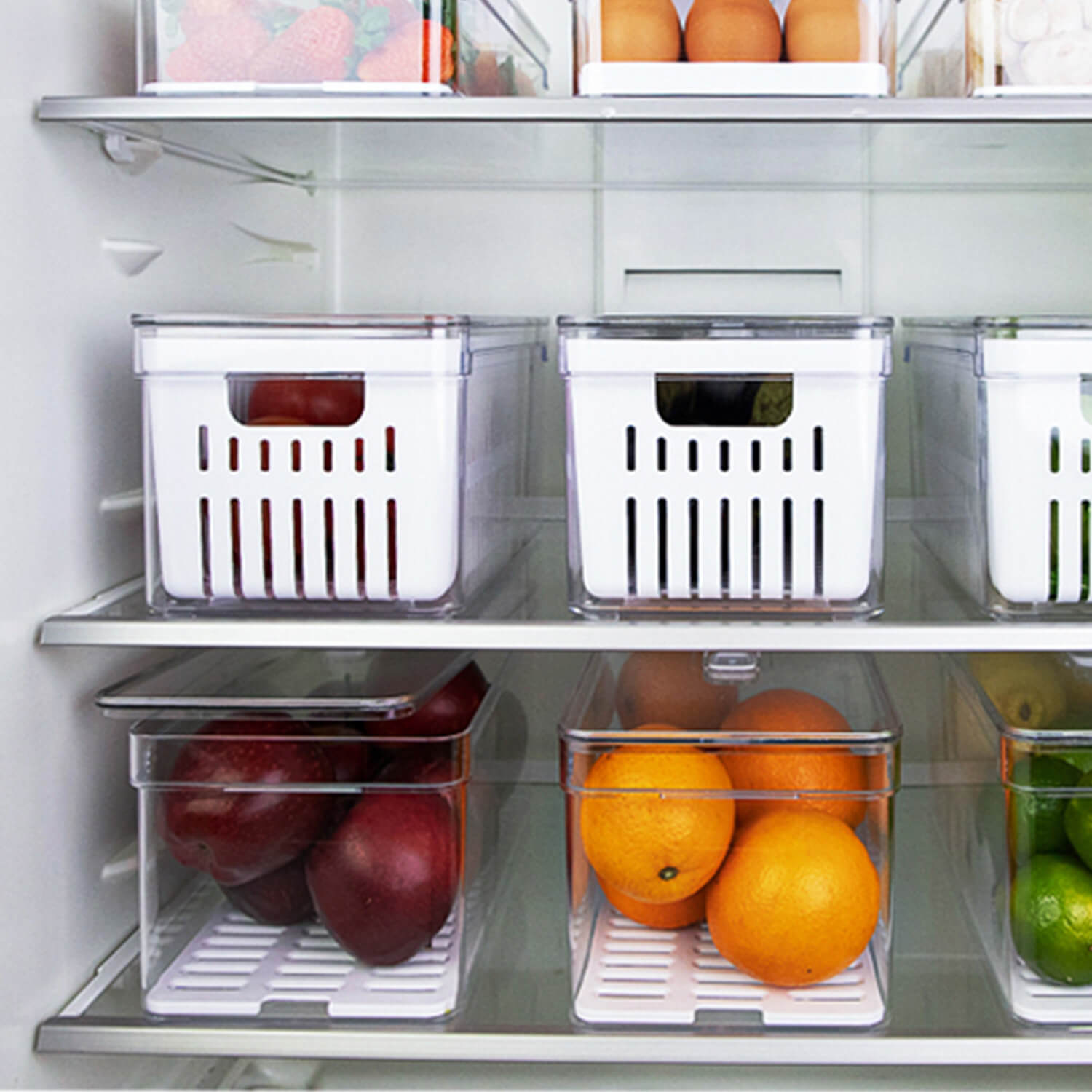 Kit de organizadores de geladeira Ou 3 peças 30x15x13 Linha Clear Fresh