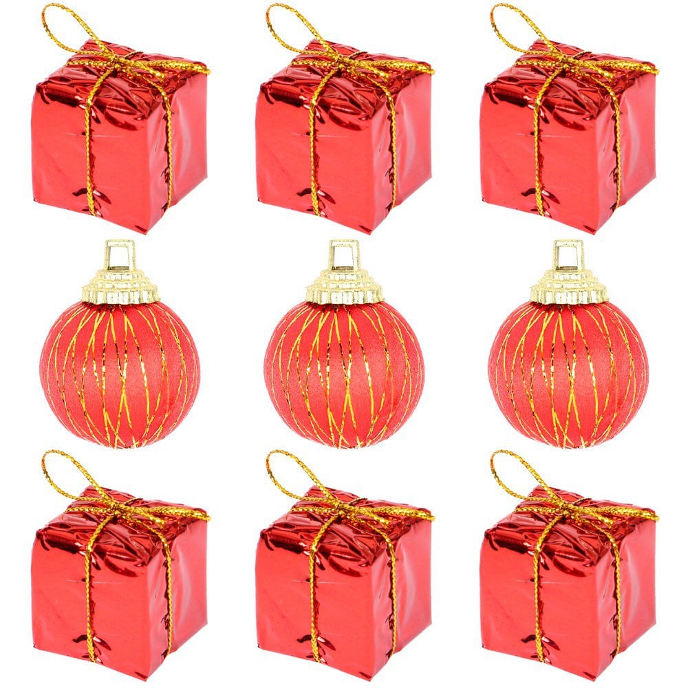 Kit Presente Bolas De Natal Enfeite Pendente 9 Peças 2,5 Cm U / VARIADA