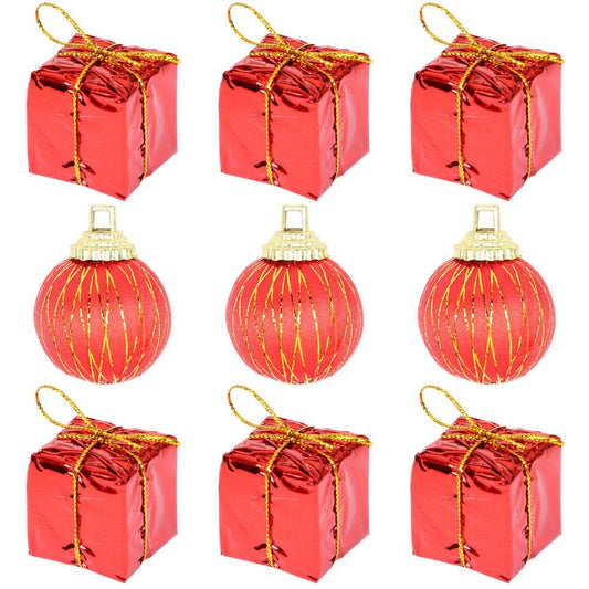 Kit Presente Bolas De Natal Enfeite Pendente 9 Peças 2,5 Cm U / VARIADA