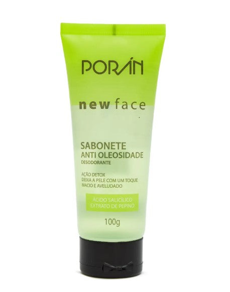 Kit Skincare Porán New Face Anti Oleosidade  Ácido Salicílico + Extrato de Pepino  Controle de Oleosidade  Efeito Detox