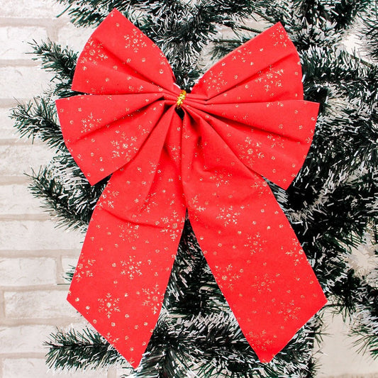 Laço Natal Decorativo Vermelho Com Glitter 25X20CM Atacado U