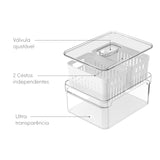 Organizador com cesto duplo Ou 2,2L Linha Clear Fresh