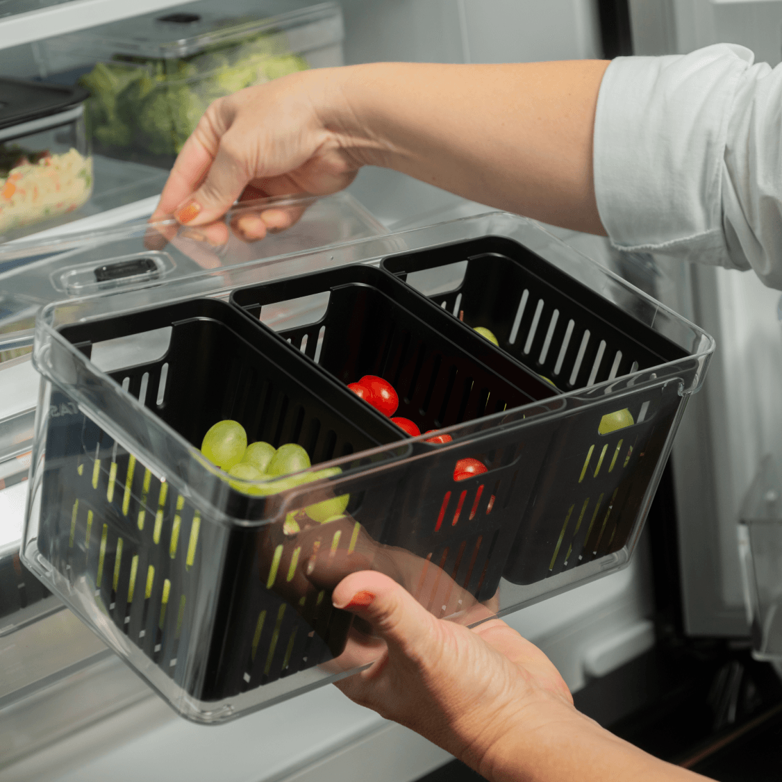 Organizador com cesto triplo Ou 5L Linha Clear Fresh