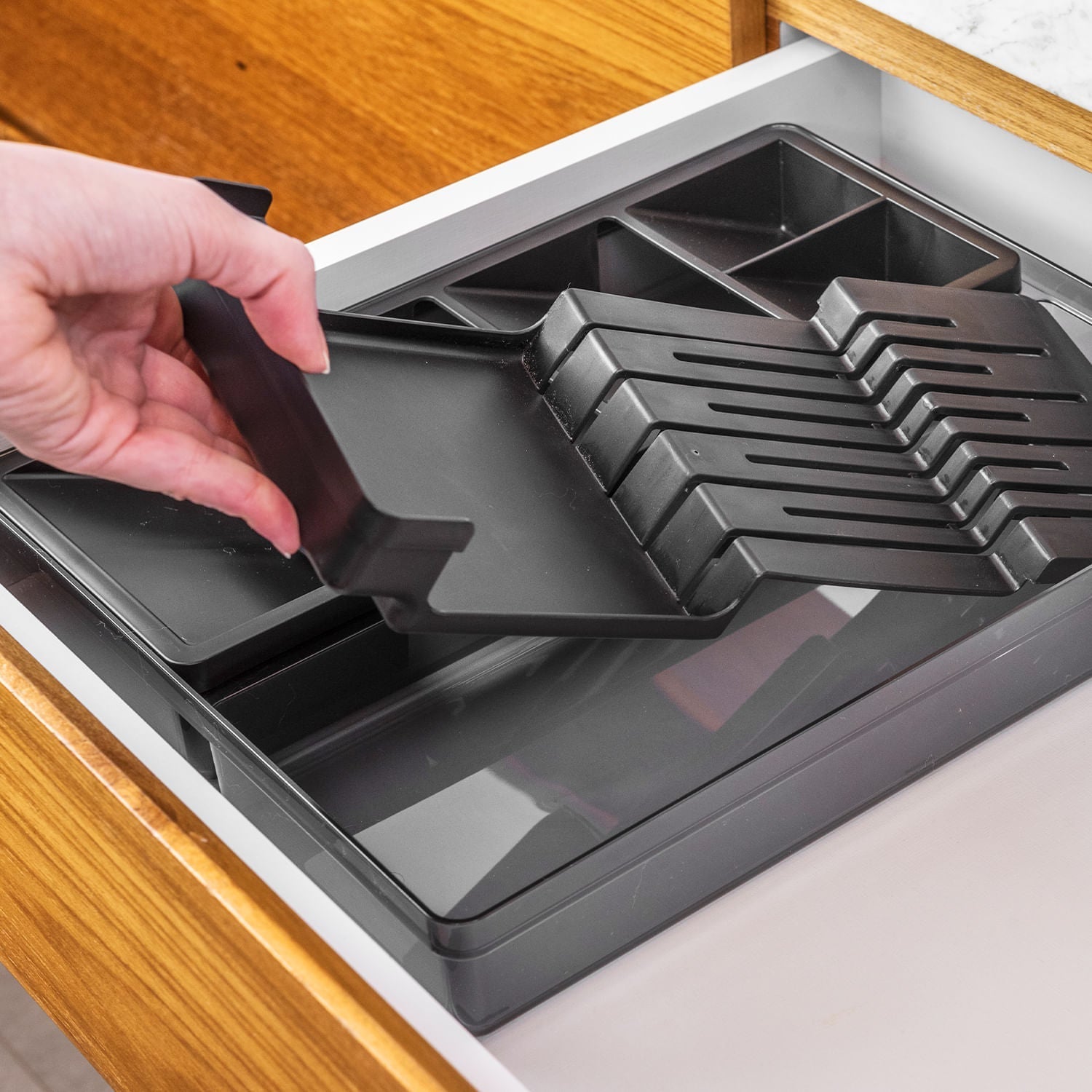 Organizador de facas e talheres Ou Linha Clear Gavetas