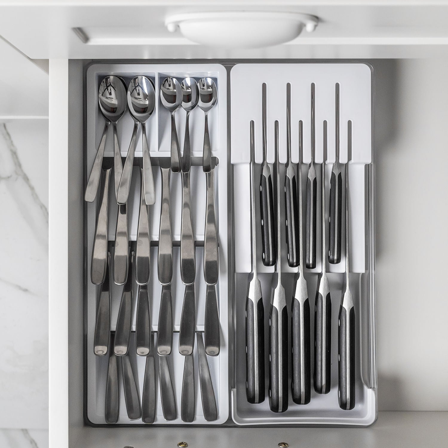 Organizador de facas e talheres Ou Linha Clear Gavetas